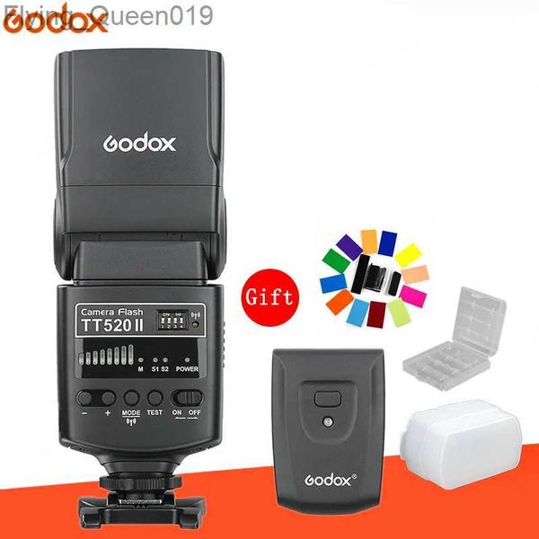 Flash Heads godox TT520 II Flash TT520II Build-in 433MHz Kablosuz Sinyal +Pentax Olympus DSLR Kameralar için Renk Filtre Kiti YQ231004