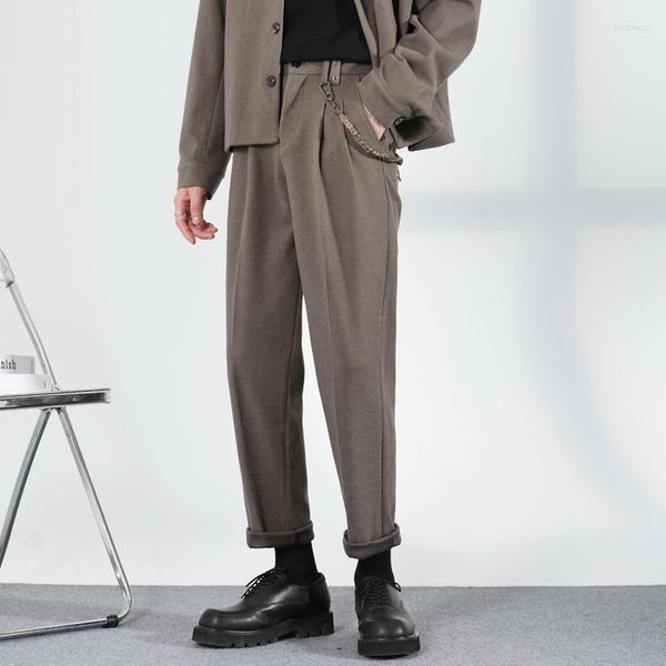 Pantaloni da uomo Autunno e inverno Decorazione cintura di lana Pantaloni casual slim fit Premium Kecks quotidiani Pantaloni da passo alla moda
