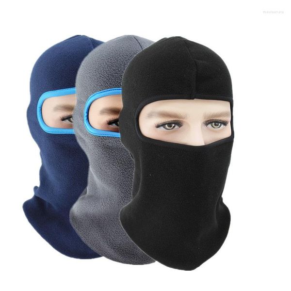 Berretti Moda Cappello invernale in pile polare Sport Maschera da sci antivento a 1 foro Passamontagna da ciclismo addensato