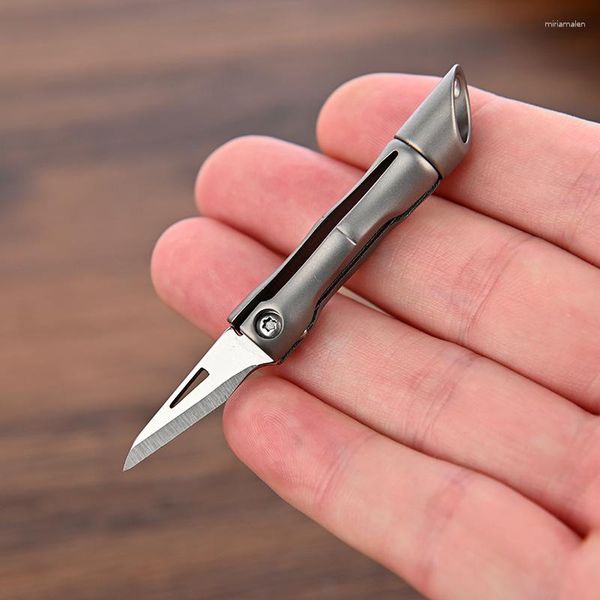 Schlüsselanhänger 1 STÜCK Mini Bambus Joint Titan Messer Schlüsselanhänger Ring Tragbare Falten Auspacken Express Schlüsselbund Tasche Anhänger Outdoor-Tools