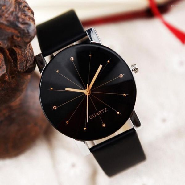 Relógios de pulso homens mulheres pulseira de couro linha analógico quartzo senhoras relógios de pulso moda relógios femininos