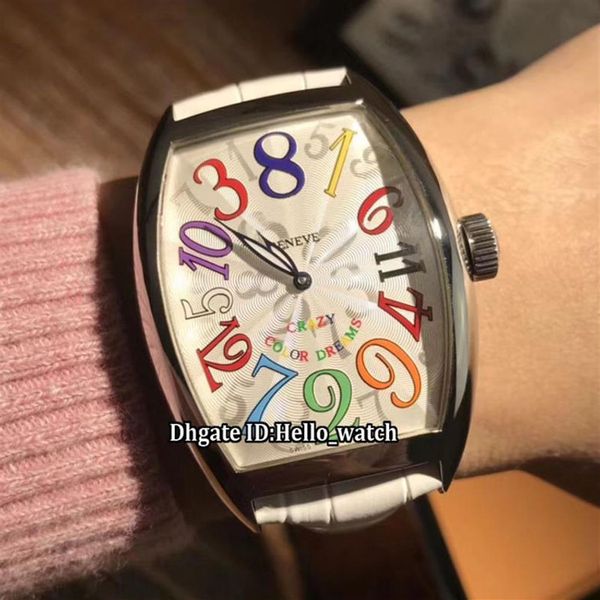 HORAS LOUCAS 8880 CH COLOR DREAMS White Dial Automatic Mens Watch Bounce Silver Case Pulseira de couro branco Esporte New Gent Watches246Q