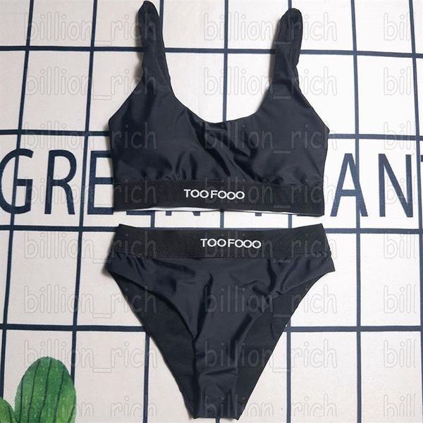 Lüks marka bikinis mayo tasarımcısı plaj tatil sütyen bras seti siyah spor sutyen külot seksi bölünmüş sırtsız mayo254n