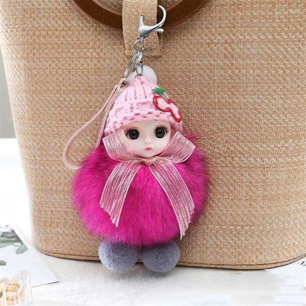 Schlüsselanhänger Große Augen Puppe Haarball Anhänger Tasche Hängende Dekoration Plüsch mit Zubehör Auto Schlüsselanhänger Nettes Mädchen
