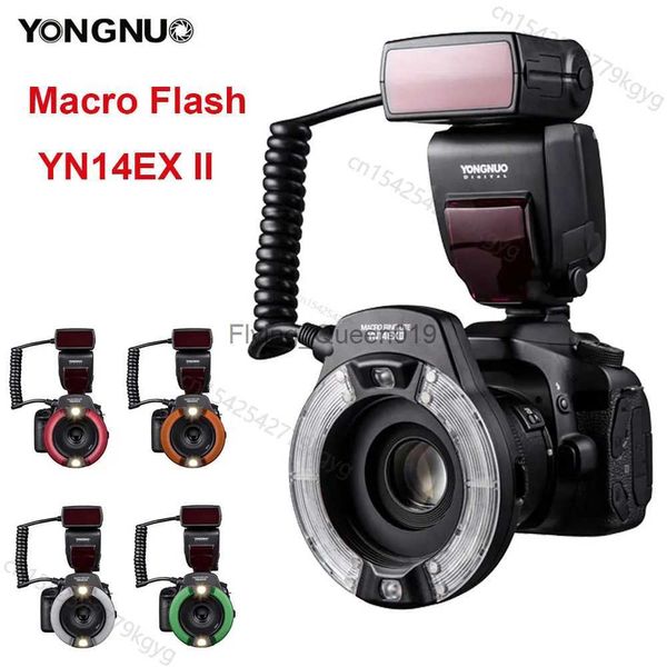 Teste flash Yongnuo YN14EX II Speedlite Flash Macro LED Flash anulare Luce M/TTL per obiettivo DSLR per torce elettriche Fotocamere digitali YQ231003