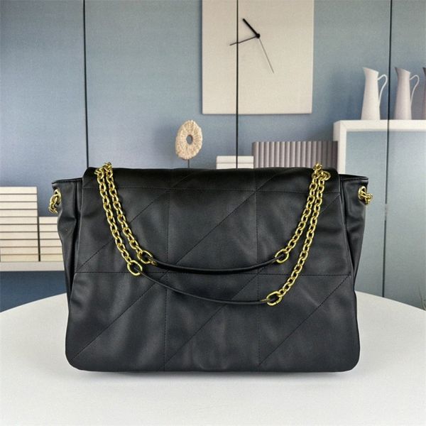 Borsa media Jamie con patta Borsa da donna trapuntata in pelle da 43 cm Borsa a tracolla in pelle di pecora nera di lusso Borsa a tracolla Chian 52eo #