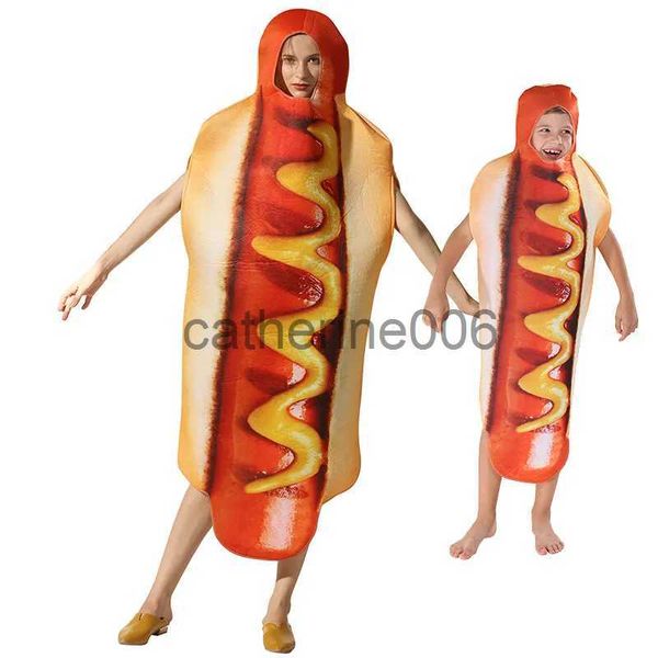 Besondere Anlässe Erwachsene Kinder Lustige 3D-Druck Hot Dog Kostüme Halloween Essen Wurst Männer Frauen Jungen Unisex Einteiliges Kostüm Karneval Overall x1004