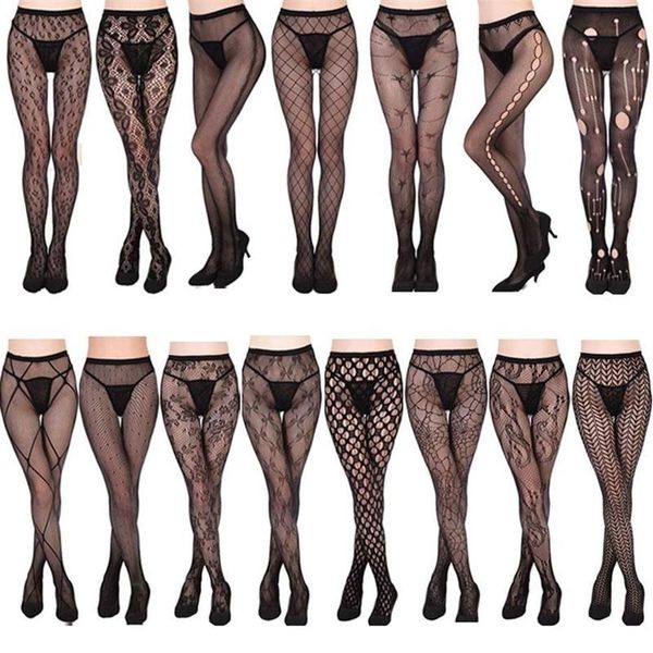 Mais tamanho fishnet meias meias de rede senhoras malha lingerie feminina renda branca decoração meia apertada roupas sexy meias ho253a