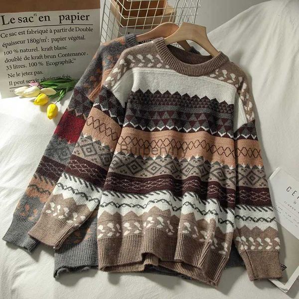 Damenpullover Pullover weibliche Kunst Retro 2023 neue Mode Herbst und Winter Student japanischer Jacquard PulloverL231004