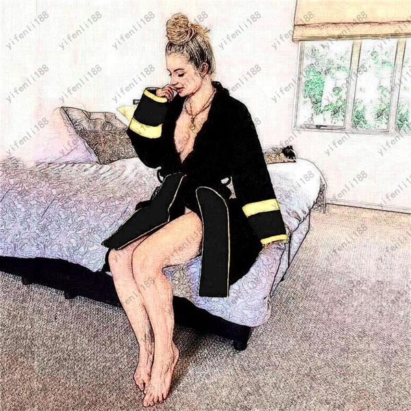 Indumenti da notte multiuso di alta qualità Donna Uomo Accappatoi in cotone di lusso in accappatoio nero dal design popolare in stile europeo e americano217h