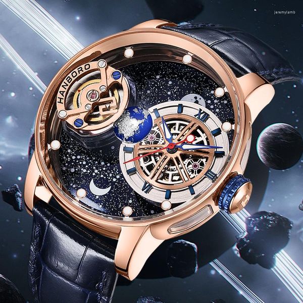 Orologi da polso Reloj Hombre HANBORO Orologio meccanico per uomo Cielo stellato Polso automatico 50M Impermeabile 2024 Uomo Montre Homme