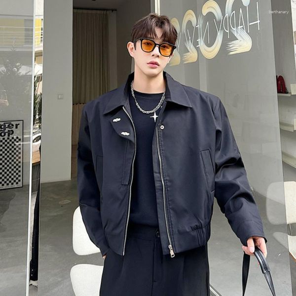 Jaquetas masculinas syuhgfa esportes outono tendência zíper casaco elegante estilo coreano assimétrico frente solta casual outerwear