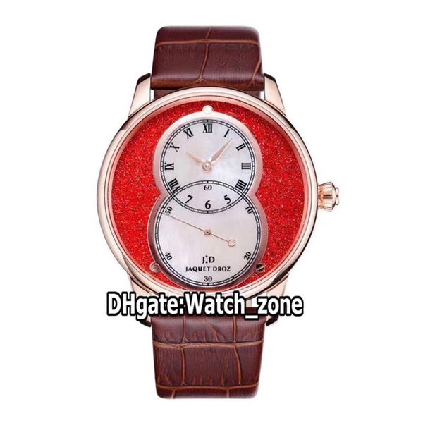 Новые автоматические мужские часы Pierre Jaquet Droz Grande Seconde Circled J014013340 A2824, красный, белый циферблат, корпус из розового золота, кожаный ремешок Wa2255