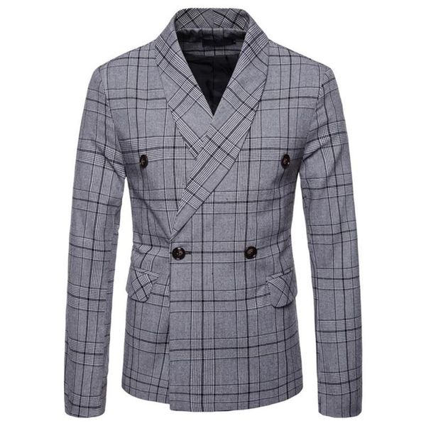 Blazers e jaquetas masculinas novo design duplo breasted fino ajuste blazers negócios casuais terno jaquetas tenis masculino239d