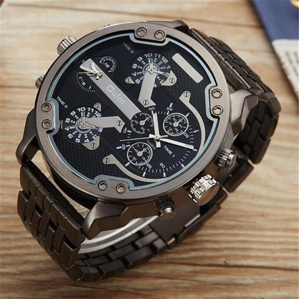 Oulm große große Uhren Männer einzigartige Designer Quarz Uhr Männlich männlicher schwerer Edelstahl -Stahlbandgelenk Männer Armbanduhren 233e