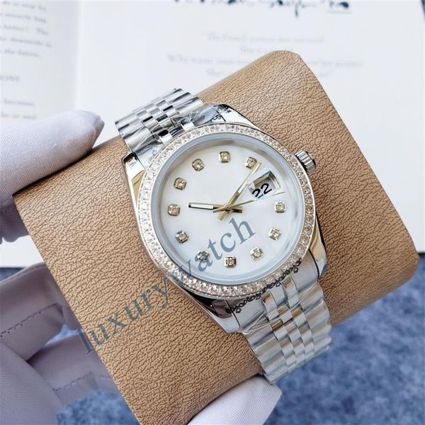 Womens Assista a Mechanical Diamond Watch Business de luxo automático Luxo Rosa Tamanho de ouro rosa 36mm Sapphire Glass Property Wa210c