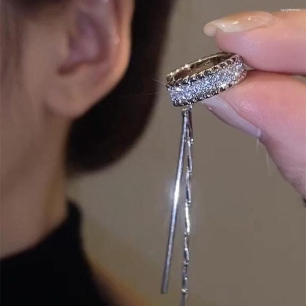 Orecchini a cerchio NCEE Croce polsino dell'orecchio nappa strass piercing orecchino a perno semplice clip a catena 2023 gioielli da donna alla moda