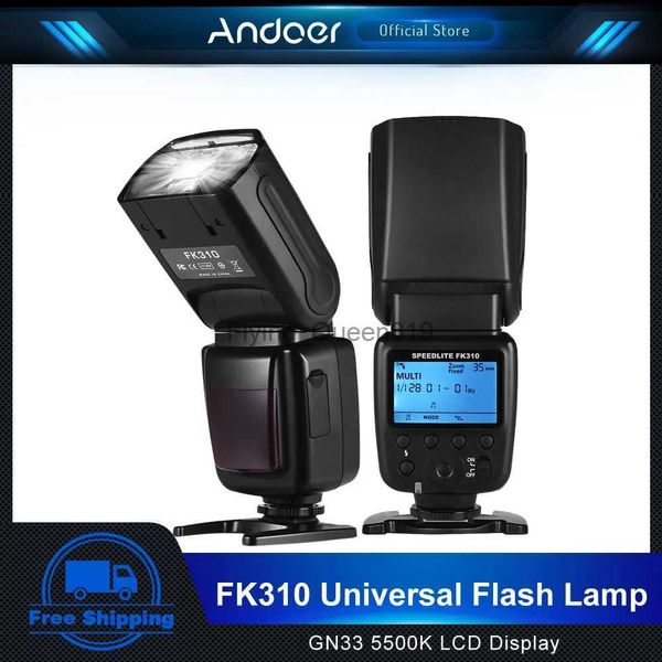 Teste Flash Andoer FK310 Flash universale 5500K Flash per fotocamera wireless Speedlite GN33 Display LCD per fotocamere DSLR YQ231003