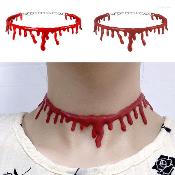 Catene 1pc Decorazione di Halloween Collana con gocciolamento di sangue horror Falso vampiro Fantasia Joker Girocollo Costume Collane Accessori per feste