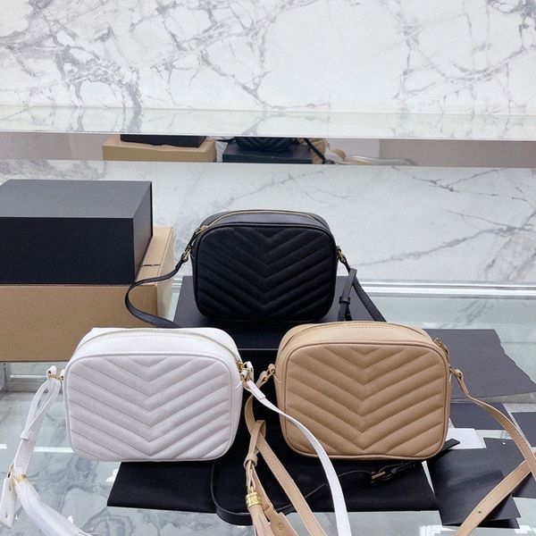 Tasarımcı lüks kadın çıplak deri kamera çantaları chevron omuz kapitone crossbody cüzdanlar lou el çantaları püskül çanta çanta t0e9#