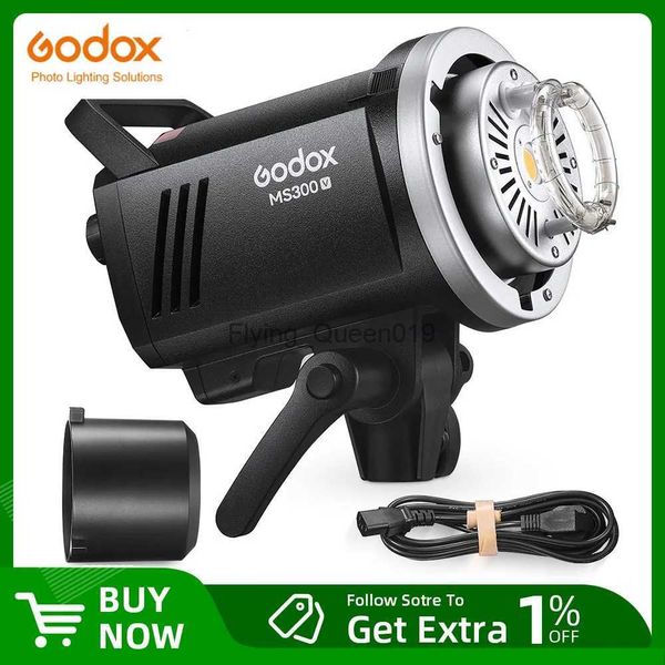 Flash Heads Godox 200W MS200V 300W MS300V LED Studio Flash Embutido 2.4G Receptor Sem Fio Leve Compacto Bowens Mount LED Modelagem Lam YQ231003