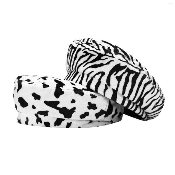 Berretti da donna moda berretto zebrato modello mucca stampa pittore cappello caldo bocciolo spesso artista francese donne ragazze