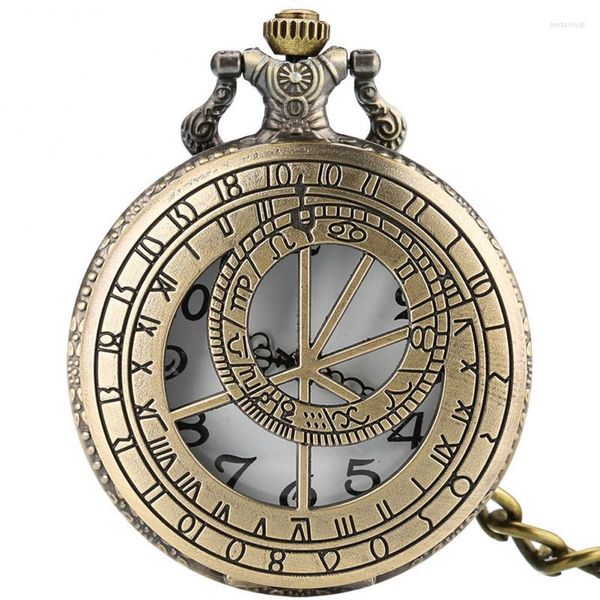 Taschenuhren Vintage Quarzuhr mit astronomischem Kompass Anhänger Halskette Kettenuhren