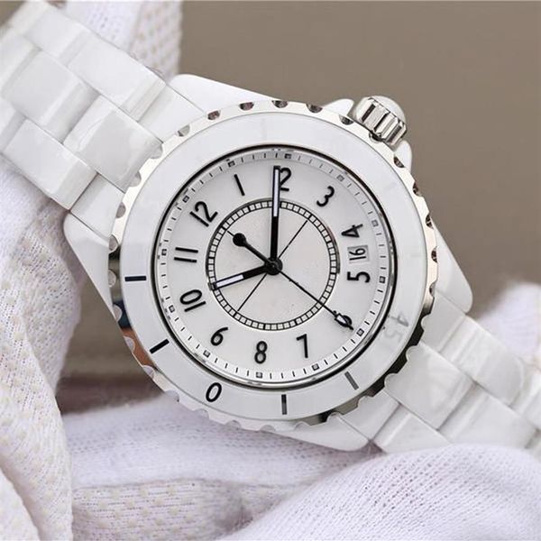 Наручные часы Мужчины Женщины Пара Часы Роскошная керамика Спортивные кварцевые наручные часы Черно-белые керамические классические винтажные женские девушки341m