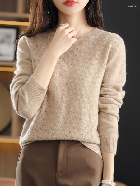 Suéteres femininos de manga curta mulheres de malha pura merino lã cashmere primavera oca para fora o-pescoço top pulôver roupas
