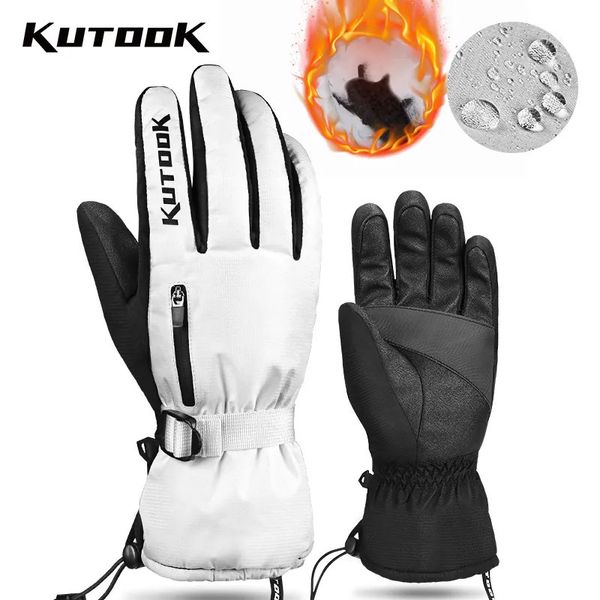 Велосипедные перчатки KUTOOK, зимние термостойкие велосипедные перчатки для сноуборда, сенсорного экрана, водонепроницаемые для велосипеда, мотоцикла, лыжные аксессуары 231005