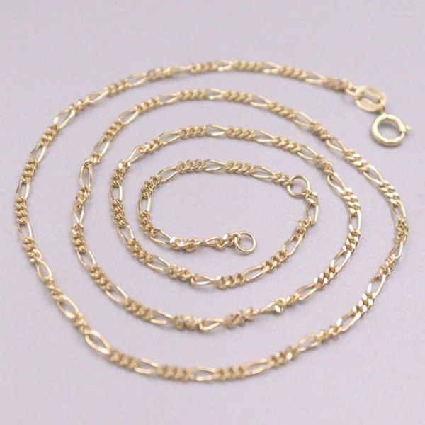 Catene Catena in oro giallo puro 18 carati da 2 mm di larghezza Collana Figaro con cordolo massiccio Chiusura a molla Regalo fortunato da donna