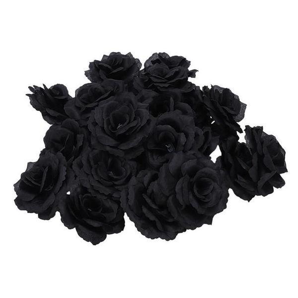 Ghirlande di fiori decorativi Pz Rosa nera Fiore di seta artificiale Festa di nozze Casa Ufficio Arredamento da giardino Fiori decorativi fai da te Wrea Dhitx