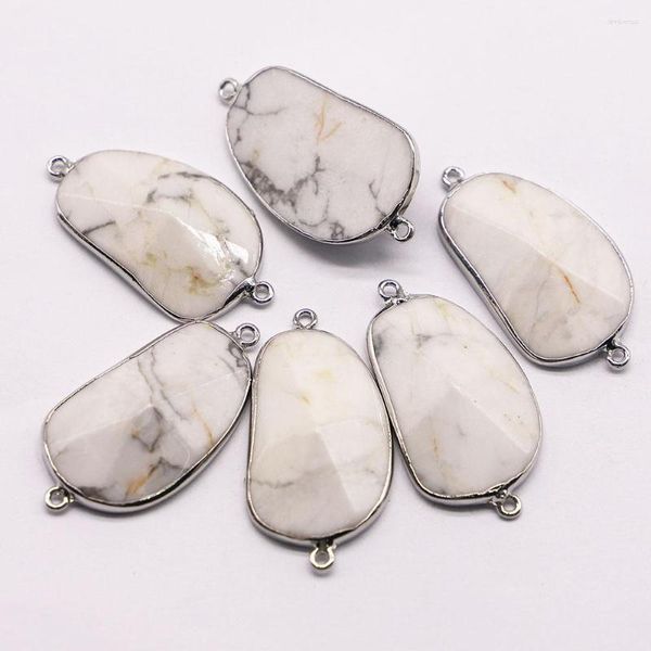 Colares Pingente Natural Irregular Branco Turquesa Pedra Conector Fatia Borda Banhada Reiki Encantos Jóias Atacado 5 Pcs