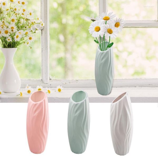 Vasi Vaso in plastica bianca per fiori Vaso da fiori moderno infrangibile Disposizione dei gioielli Decorazione Ornamento Soggiorno unico