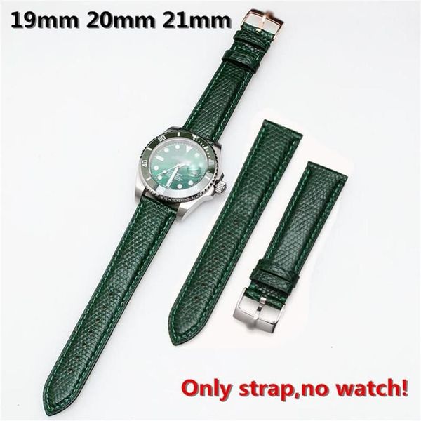 Cinturini per orologi di alta qualità 19mm 20mm 21mm cinturino in vera pelle fibbia ad ardiglione cinturino in lucertola verde per RX Submarin Er Day-date218r