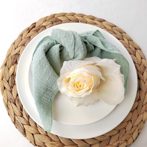 Tovagliolo da tavola Morbido tessuto per cena 4 bordi in stoffa Decorazione rustica 40x40 cm Asciugamano da cucina Tovaglioli in cotone Set Matrimonio Verde Casa Tè puro Cucito