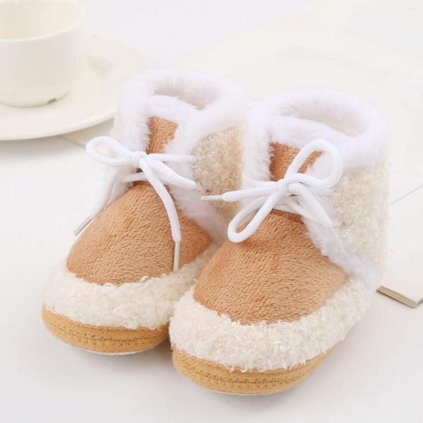 Primeiros caminhantes tamanho 5 sapatos de bebê moda plana botas de algodão quente bonito sola macia botas de criança