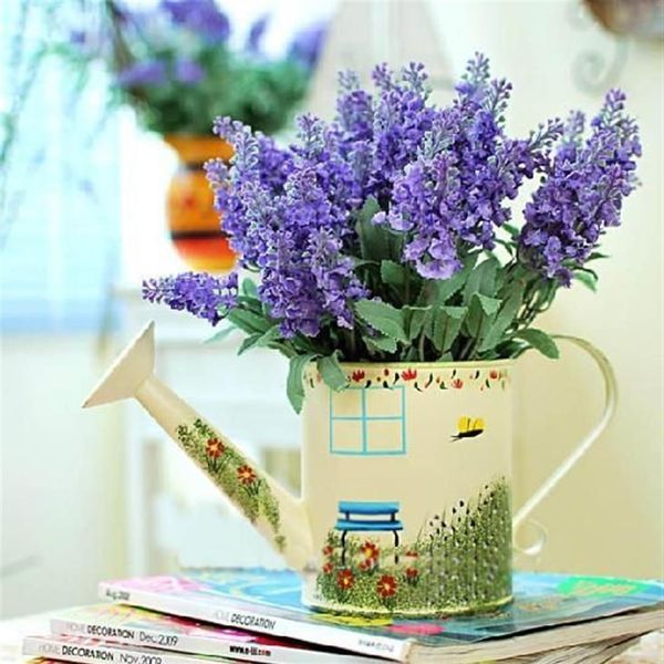 Seiden Lavendel Bunch 5 Stiele Stück 10pcs Lavenker Busch Bouquet Simulation Künstliche Blume Lila Lila weiße Hochzeit 216p