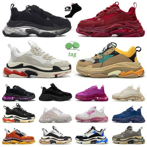 famose scarpe da donna casual da uomo piattaforma papà triple s sneaker bianco nero verde rosso blu grigio marrone più nuovo fondo di cristallo 17w designer scarpe da ginnastica piatte scarpe da ginnastica uomo