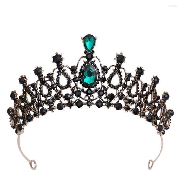 Saç klipleri moda vintage siyah kristal gelin taç taç rhinestone pageant barok diadem kadın kafa bandı gelinlik aksesuarları