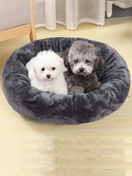 Canis Pens Pet Dog Bed Confortável Donut Redondo Canil Ultra Macio Lavável e Almofada de Gato Inverno Quente Doghouse Drop 230928