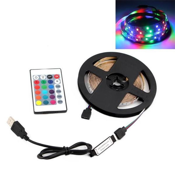 Streifen 5V LED-Streifenlichter RGB PC SMD2835 1M 2M 3M 4M 5M USB-Infrarotsteuerung Flexible Lampe Klebeband Diode TV dekorativ für Räume268A