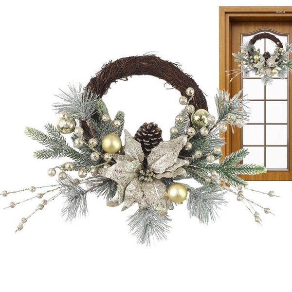 Dekorative Blumen, Winter-Weihnachtskranz, Wand, Tür, Fenster, Kamin, Treppe, Garten, Goldkugel, Ornamente, Bauernhaus, rustikale Aufhänger-Dekoration