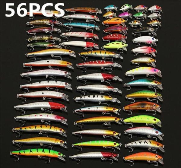 56Pcslot Todo-Poderoso Conjunto de isca de pesca mista Wobbler Crankbaits Swimbait Minnow Hard Baits Spiners Pesca de carpa Tackle21279976983918