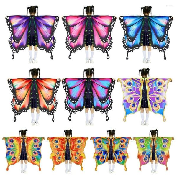 Lenços crianças borboleta asas capa meninas fada xale pixie capa fantasia vestido traje presente festa feriado diy decoração desempenho adereços