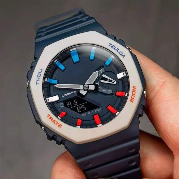 Мужские часы высокого качества, кварцевые часы Ga2100, цифровые светодиодные часы с холодным светом для мужчин, все функции могут работать2453