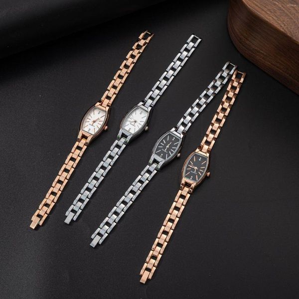 Relógios de pulso moda personalidade simples retangular pulseira fina relógio de aço inoxidável quartzo mulheres elegantes relógios femininos diamante