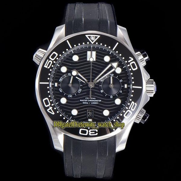 Eternidade Cronômetro Relógios OMF Mais Recente 9900 Cronógrafo Automático Mostrador Preto Moldura Cerâmica 44MM Mens Watch Diver 300M 210 32 44 51 301F