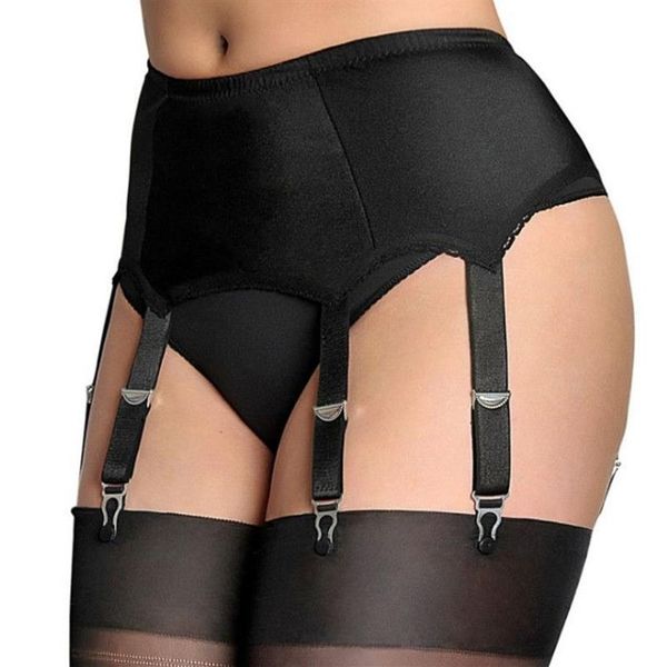 Sexy feminino 6-metal fivelas cintas liga cinto renda hem lingerie suspender cinto elástico calças S-XXL sem meias preto vermelho white265s