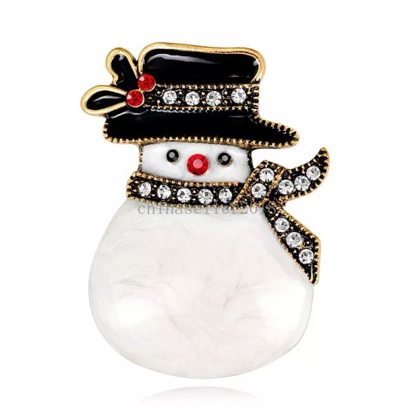 Ano novo broche de natal para mulheres meninas moda boneco de neve strass cachecol pino emblemas bonito jóias crianças presentes